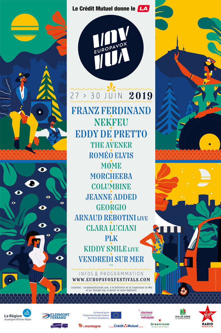 Europavox, festival , communication, art graphique, affiche, poster, illustration de musique, Atelier Cartographik