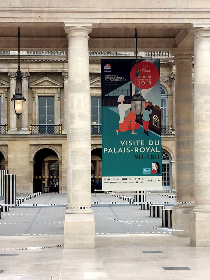 Communication visuelle, affiche illustrée, appel d'offre, Palais Royal | L'Atelier Cartographik