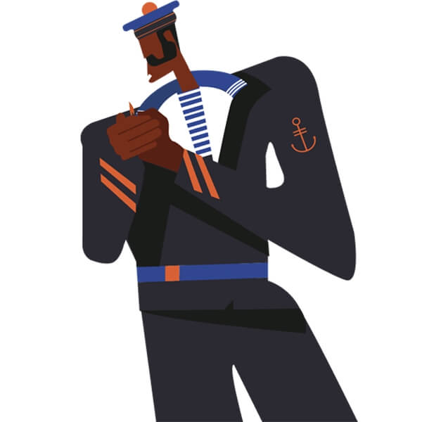 illustration marin, personnage graphique, M le Monde magasine | L'Atelier Cartographik