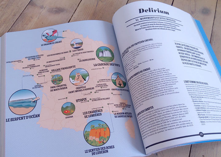 Cartes de France des monuments insolites, Le serpent d'océan, les frigos, utopix, le dragon de calais,  Atelier Cartographik, 
