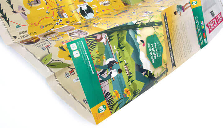 Carte touristique, Dépliant graphique, brochure touristique, office de tourisme, comunication parc naturel régional, © L'Atelier Cartographik