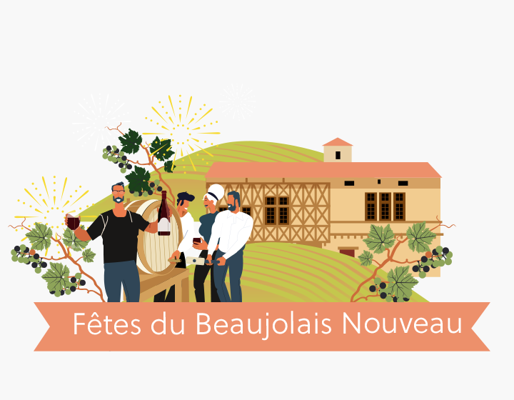 Beaujolais, illustration, Beaujolais nouveau, Beaujeu, vigneron, Rhône, Cartographik