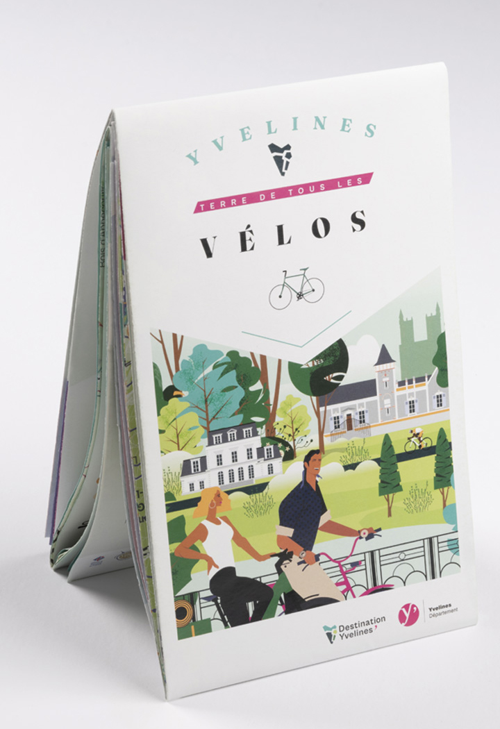 Carte illustrée des Yvelines à vélo, itinéraire cyclable en Yvelines, tourisme, Atelier Cartographik