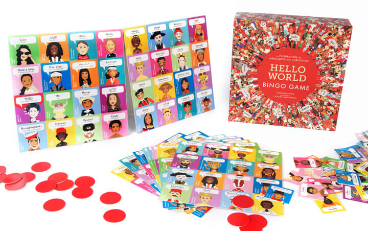 Hello World, Edition jeunesse, flap, différents languages parlés dans le monde, personnages typiques illustrés, costumes traditionnels © L'Atelier Cartographik
